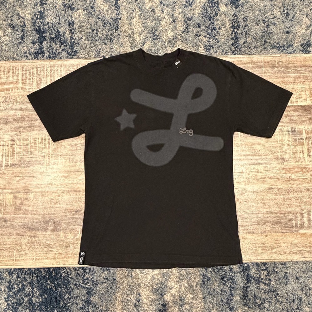 LRG Black Short Sleeve Tee with Large Gray Tonal Logo